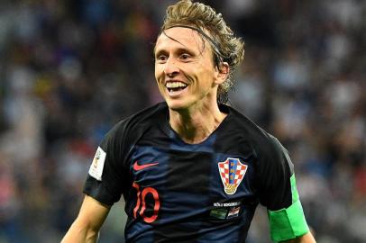 Croatias midfielder Luka Modric celebrates after scoring their second goal during the Russia 2018 World Cup Group D football match between Argentina and Croatia at the Nizhny Novgorod Stadium in Nizhny Novgorod on June 21, 2018. / AFP PHOTO / Johannes EISELE / RESTRICTED TO EDITORIAL USE - NO MOBILE PUSH ALERTS/DOWNLOADS