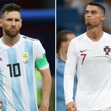 (COMBO) This combination of two files pictures created on June 30, 2018 shows Argentina's forward Lionel Messi (L) in Kazan on June 30, 2018 and Portugal's forward Cristiano Ronaldo in Sochi on June 30, 2018.Cristiano Ronaldo and Lionel Messi saw their World Cup dreams snuffed out on June 30, 2018. / AFP PHOTO / Roman KRUCHININ AND Adrian DENNIS