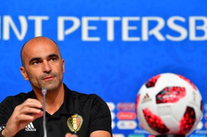  Belgiums coach Roberto Martinez speaks during a press conference at the Saint Petersburg Stadium in Saint Petersburg on July 9, 2018, on the eve of their Russia 2018 World Cup semi-final football match against France. / AFP PHOTO / Giuseppe CACACEEditoria: SPOLocal: Saint PetersburgIndexador: GIUSEPPE CACACESecao: soccerFonte: AFPFotógrafo: STF