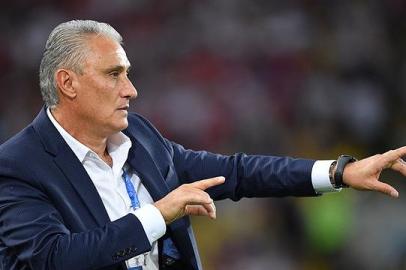 Técnico Tite, em lance de Sérvia x Brasil, pela Copa do Mundo da Rússia 2018