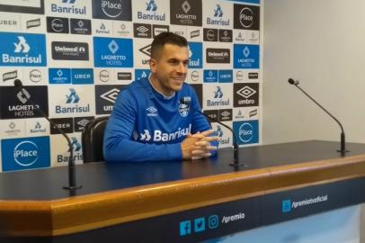 Marcelo Grohe, em entrevista coletiva pelo Grêmio