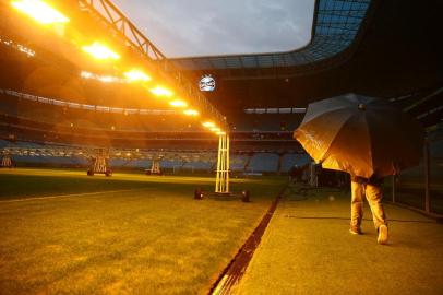  PORTO ALEGRE, RS, BRASIL - 17/07/2018 - Condições do gramado da Arena do Grêmio após a parada para a Copa do Mundo. (Lauro Alves/Agência RBS)