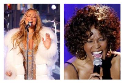  Mariah Carey e Whitney Houston se enfrentam na Batalha Musical do SuperSábadoCrédito: Montagem sobre fotos / Divulgação