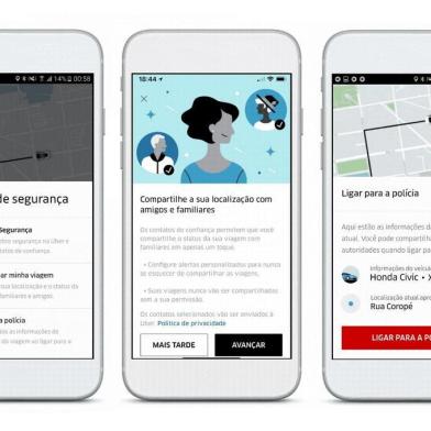 Uber lança botão com recursos de segurança para passageiros.