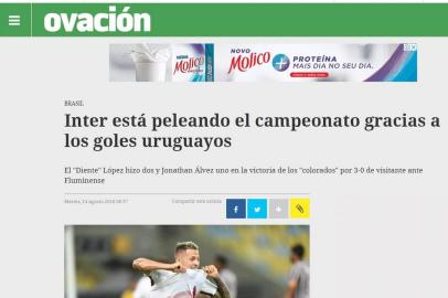 Nico López é manchete no jornal Ovación, suplemento esporrtivo do El País