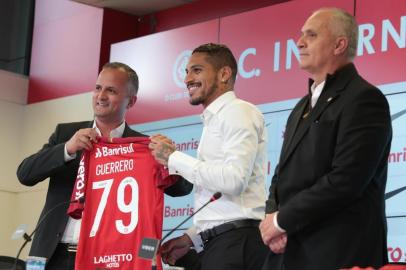  PORTO ALEGRE, RS, BRASIL, 15/08/2018 - Coletiva de Paolo Guerrero. (FOTOGRAFO: FERNANDO GOMES / AGENCIA RBS)