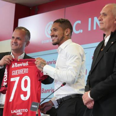  PORTO ALEGRE, RS, BRASIL, 15/08/2018 - Coletiva de Paolo Guerrero. (FOTOGRAFO: FERNANDO GOMES / AGENCIA RBS)