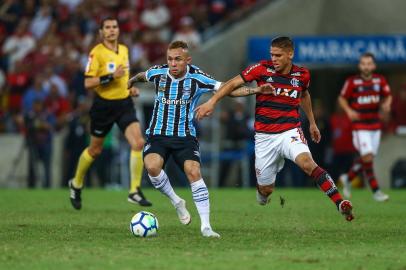 Gremio x FlamengoRS - FUTEBOL/COPA DO BRASIL 2018/GREMIO X FLAMENGO - ESPORTES - Lance da partida entre Gremio e Flamengo disputada na noite desta quarta-feira, no Estadio Maracana, valida pelas quartas de final da Copa do Brasil 2018. FOTO: LUCAS UEBEL/GREMIO FBPAEditoria: SPOIndexador: Lucas UebelSecao: futebolFonte: Gremio.netFotógrafo: Gremio x Flamengo