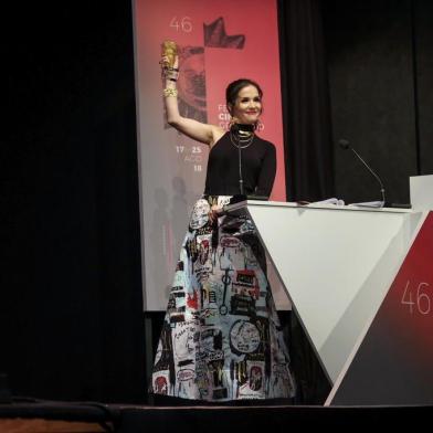  Gramado - RS 22/08/2018 - 46Âº Festival de Cinema de Gramado - Atriz Natalia Oreiro na homenagem recebendo TrofÃ©u Kikito de Cristal - Foto: Edison Vara / PressphotoIndexador: Edison Vara