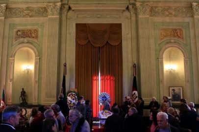  PORTO ALEGRE, RS, BRASIL, 28-08-2018: Velório do folcrorista e tradicionalista gaúcho João Carlos DÁvila Paixão Côrtes no salão Negrinho do Pastoreio, no Palácio Piratini. (Foto: Mateus Bruxel / Agência RBS)