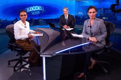  ELEIÇÕES 201830/08/2018 - Marina Silva (Rede) é entrevistada no `Jornal Nacional¿William Bonner e Renata Vasconcellos entrevistam Marina Silva, da Rede. Crédito: Globo/João Cotta