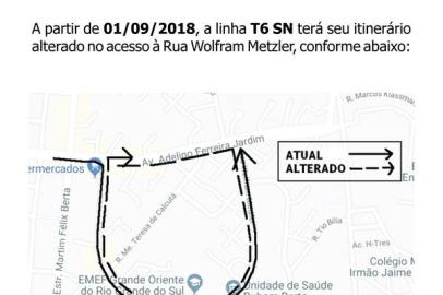 Itinerário do ônibus T6 tem alteração na zona norte de Porto Alegre