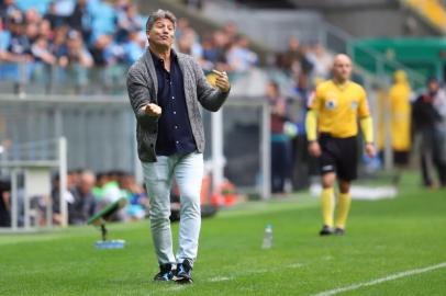  PORTO ALEGRE, RS, BRASIL. 01/09/2018. Na Arena, Grêmio e Botafogo se enfrentam neste sábado (1/9), às 16h, em jogo válido pela 22ª rodada do Brasileirão.  (Foto: Carlos Macedo/Agência RBS)