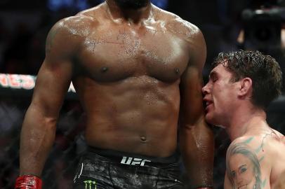 DALLAS, TX - SEPTEMBER 08: Tyron Woodley reacts after defeating Darren Till in their UFC Welterweight Title bout during UFC 228 at American Airlines Center on September 8, 2018 in Dallas, United States.   /