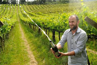 CAXIAS DO SUL, RS, BRASIL, 05/10/2017. Vinícola Casa Perini tem espumante moscatel premiado como o melhor do mundo/quinto melhor entre as bebidas de uva (quatro primeiros lugares são para vinhos). A premiação internacional leva em conta o ranking de prêmios atribuídos às bebidas. Pablo Onzi Perini é o responsável pelo marketing da vinícola e filho do fundador. (Diogo Sallaberry/Agência RBS)