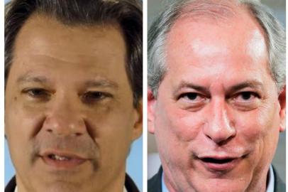 Montagem de fotos de Fernando Haddad e de Ciro Gomes