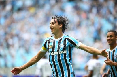 Pedro Geromel comemora gol marcado pelo Grêmio diante do Ceará pela 26º rodada do Brasileirão