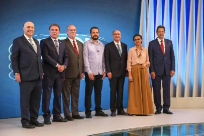 Henrique Meirelles , Alvaro Dias , Ciro Gomes , Guilherme Boulos , Geraldo Alckmin , Marina Silva e Fernando Haddad. Foto: João Miguel Júnior/TV Globo/Divulgação