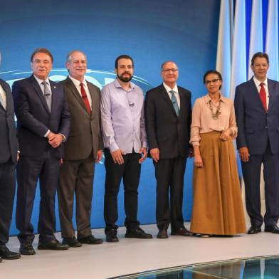 Henrique Meirelles , Alvaro Dias , Ciro Gomes , Guilherme Boulos , Geraldo Alckmin , Marina Silva e Fernando Haddad. Foto: João Miguel Júnior/TV Globo/Divulgação