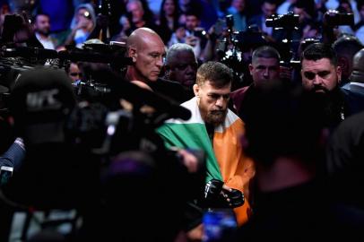 LAS VEGAS, NV - OCTOBER 06: Conor McGregor of Ireland enters the arena before competing against Khabib Nurmagomedov of Russia in their UFC lightweight championship bout during the UFC 229 event inside T-Mobile Arena on October 6, 2018 in Las Vegas, Nevada.   Harry How/Getty Images/AFP