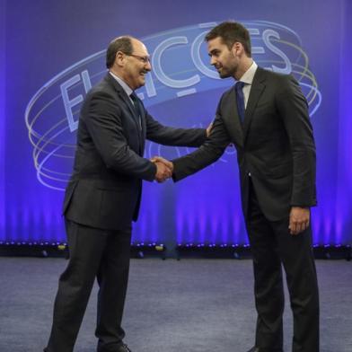  PORTO ALEGRE, RS, BRASIL, 25-10-2018. Debate na RBS TV com os candidatos a governadores do RS, pelo segundo turno, José Ivo Sartori e Eduardo Leite.(ISADORA NEUMANN/AGÊNCIA RBS)