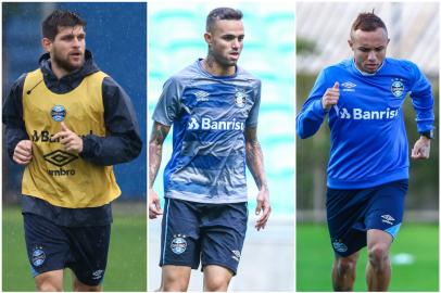 Montagem de fotos com Kannemann, Luan e Everton do Grêmio