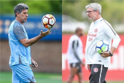 Renato Portaluppi, técnico do Grêmio, e Odair Hellmann, técnico do Inter