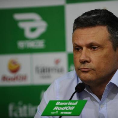  CAXIAS DO SUL, RS, BRASIL, 12/11/2018. Coletiva de imprensa com Roberto Tonietto, presidente do Esporte Clube Juventude. O Ju foi rebaixado para a terceira divisão do campeonato brasileiro após a derrota para a Ponte Preta  na última sexta-feira (09/11). (Portus Junior/Agência RBS)