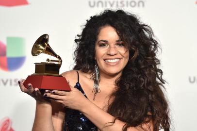 Brazilian singer Anaadi poses in the press room during the 19th Annual Latin Grammy Awards in Las Vegas, Nevada, on November 15, 2018. (Photo by Robyn BECK / AFP)