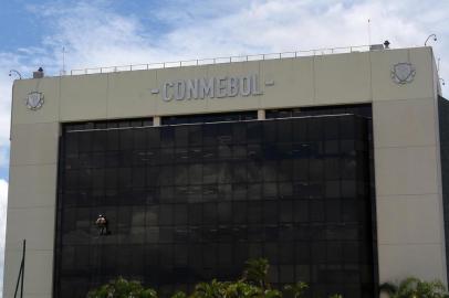  Picture of the headquarters of the South American football's governing body Conmebol, in Luque, near Asuncion, taken on November 29, 2018. - Conmebol president Alejandro Dominguez confirmed earlier reports that the twice-postponed Copa Libertadores final second leg between Argentine rivals River Plate and Boca Juniors will be played on December 9 at Real Madrid's Santiago Bernabeu stadium. (Photo by Norberto DUARTE / AFP)Editoria: SPOLocal: LuqueIndexador: NORBERTO DUARTESecao: soccerFonte: AFPFotógrafo: STR