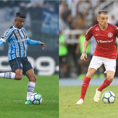 Léo Moura, do Grêmio, e D'Alessandro, do Inter