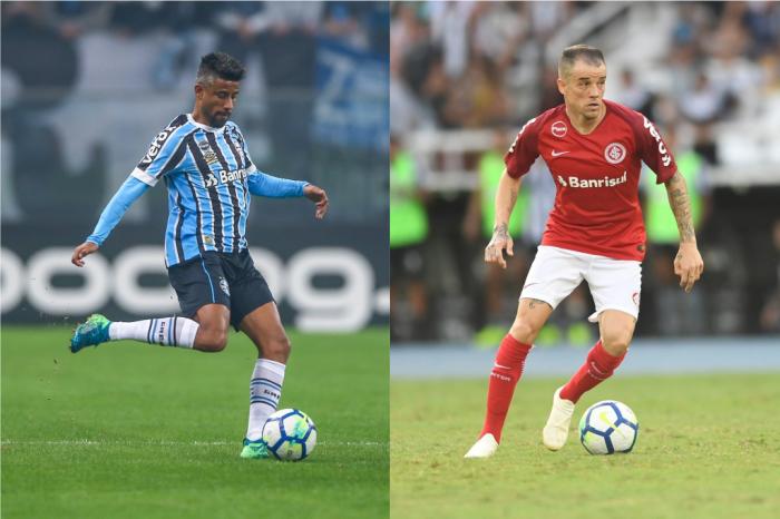 Montagem sobre fotos de Lucas Uebel e Ricardo Duarta / Grêmio e Inter/Divulgação