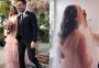 Mandy Moore usa vestido de noiva rosa em seu casamento 