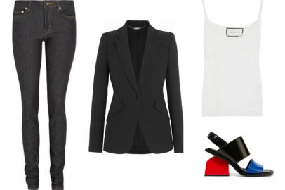 (Fotos: Netaporter.com/Reprodução) Calça Saint Laurent, blazer Alexander McQueen, regata G