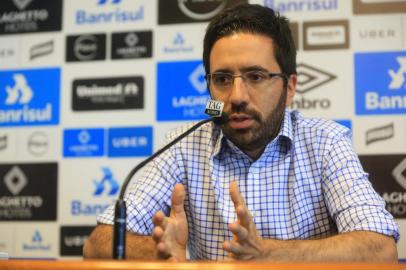  PORTO ALEGRE, RS, BRASIL - 2018.01.05 - Entrevista coletiva do Grêmio, com André Zanotta e Odorico Roman, no CT Luiz Carvalho. (Foto: ANDRÉ ÁVILA/ Agência RBS)