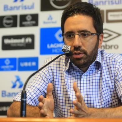  PORTO ALEGRE, RS, BRASIL - 2018.01.05 - Entrevista coletiva do Grêmio, com André Zanotta e Odorico Roman, no CT Luiz Carvalho. (Foto: ANDRÉ ÁVILA/ Agência RBS)