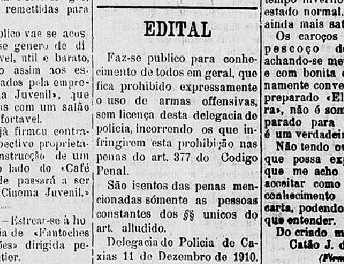 Reprodução / Jornal O Brazil - dezembro de 1910