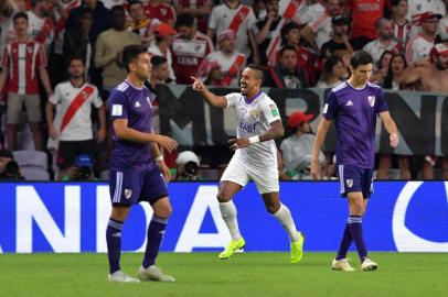  Al-Ains midfielder Caio celebrates after scoring a goal during the semi final football match of the FIFA Club World Cup 2018 tournament between Argentinas River Plate and Abu Dhabis Al Ain at the Hazza Bin Zayed Stadium in Abu Dhabi, the capital of the United Arab Emirates, on December 18, 2018. (Photo by Giuseppe CACACE / AFP)Editoria: SPOLocal: Abu DhabiIndexador: GIUSEPPE CACACESecao: soccerFonte: AFPFotógrafo: STF