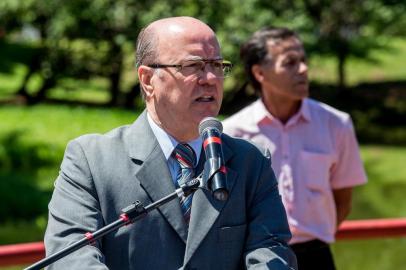  PORTO ALEGRE, RS, BRASIL, 03/01/2018 :  formatura de soldados que reforçarão seis batalhões da Capital. Na praça Itália com a presença do secretário de Segurança Pública do Rio Grande do Sul Cezar Schirmer.  (Omar Freitas/Agência RBS)Indexador: Omar Freitas