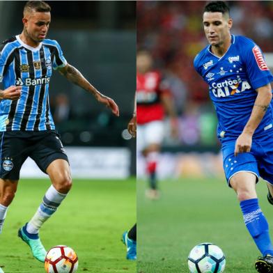 Luan, do Grêmio, à esquerda, e Thiago Neves, do Cruzeiro, à direita