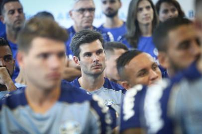  PORTO ALEGRE, RS, BRASIL, 03.01.2019. Reapresentação do Grêmio no CT Luiz Carvalho. No detalhe, novo goleiro Júlio César.Foto: Isadora Neumann/Agência RBS