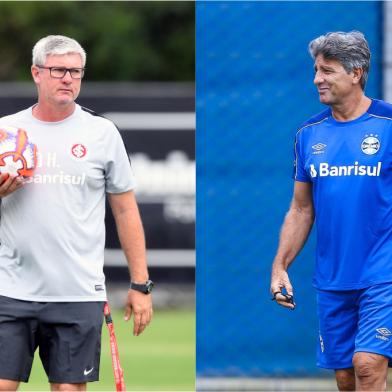 Odair Hellmann (E), técnico do Inter e Renato Portaluppi (D), técnico do Grêmio