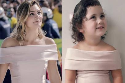 Alice Ferreira, blogueira mirim que imita look de Michelle Bolsonaro.