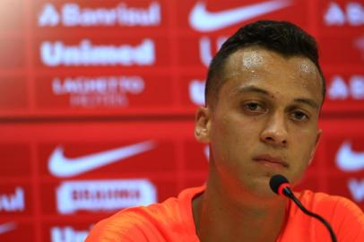  PORTO ALEGRE, RS, BRASIL, 16/01/2019- Coletiva de Juan Alano, jogador do Internacional. (FOTOGRAFO: TADEU VILANI / AGENCIA RBS)