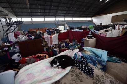  ALEGRETE, RS, BRASIL, 21-01-2019: O nível do Rio Ibirapuitã segue alto mas deve diminuir nos próximos dias. Famílias em barracas e ginásios aguardam para poderem voltar pra casa. (CARLOS MACEDO/ AGÊNCIA RBS)