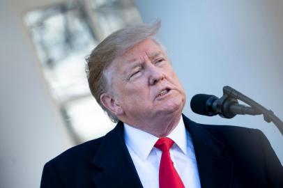 US President Donald Trump speaks about the government shutdown on January 25, 2019, from the Rose Garden of the White House in Washington, DC. - Trump says will sign bill to reopen the government until February 15. (Photo by Brendan Smialowski / AFP)