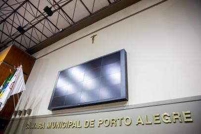  PORTO ALEGRE, RS - BRASIL - Projeto do vereador Marcelo Rocha (PSOL) busca a proibição de símbolos religiosos em espaços públicos do legislativo e do executivo de Porto Alegre. Na foto, o plenário Otávio Rocha, da Câmara Municipal. (OMAR FREITAS / AGÊNCIA RBS)