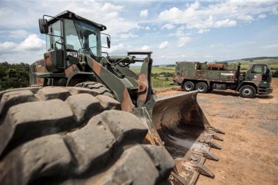  BARRA DO RIBEIRO, RS, BRASIL - 2019.02.11 - Exército está montando canteiro de obras para trabalhar na duplicação da BR 116. (Foto: ANDRÉ ÁVILA/ Agência RBS)Indexador: Andre Avila