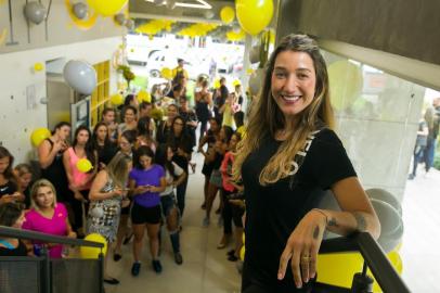  PORTO ALEGRE, RS, BRASIL, 13/02/2019 - Inauguração do Velocity, estúdio de bike indoor que tem à frente a influenciadora e empresária Bruna Tramontina. Gabriela Pugliesi (FOTO) , sócia da rede paulista, vem para o evento.  (FOTO: ANDRÉA GRAIZ / AGÊNCIA RBS)