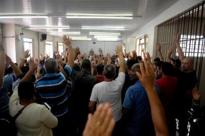  CAXIAS DO SUL, RS, BRASIL, 16/02/2019Assembléia do Sindicato dos Metalúrgicos para analisar a situação da antiga Voges Motores, que está em recuperação judicial